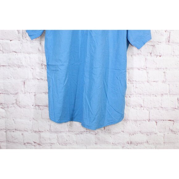 LL Bean Organic Cotton Seersucker Shirt Slightly Fitted Plaid Blue L Tall - Picture 5 of 11